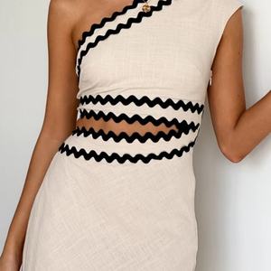 Vestidos Casuales de Verano para Mujer, Nuevos, de Moda, Bordados, de Lino y Algodón, Holgados, con Cintura Ajustada, Midi, con Patrón Sólido, Tejido de Encaje - Product Image 4