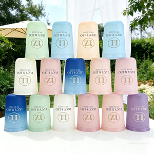 500ml 17oz Blue Hot Sale Custom Logo Round Bottom Ice Coffee Matcha Disposable Plastic Cups Wit... product image