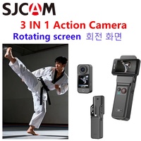 Caméra d'action étanche SJCAM C400 à double écran, caméra multifonctionnelle haut de gamme 4K, casque modulaire pour le sport, taekwondo, dashcam, cadeaux standard