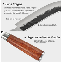 Ensemble de couteaux de chef forgés à la main, manche en bois, acier inoxydable 5Cr15Mov, couteau utilitaire, couteau à découper, couteau à viande, couteau à pain