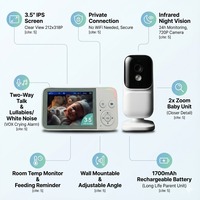 LOGO KT-828S-2 Moniteur vidéo pour bébé 3,5 pouces Caméra émetteur-récepteur audio Vision nocturne VOX Audio bidirectionnel Alerte de température Berceuse