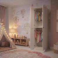 Armoire de rangement pour enfants en poudre blanche mate, 600 mm de large, pour chambre d'enfant de rêve, écologique