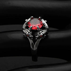 Bague de cocktail H415 pour homme, motif dragon, améthyste naturelle ovale, sertie griffes, cadeau, bagues tendance - Product Image 4