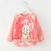 Tablier de Peinture pour Enfants à Motifs de Dessins Animés avec Poche, en Polyester Imperméable, Personnalisable, pour Dessin d'Enfants, Manches Longues Mignonnes