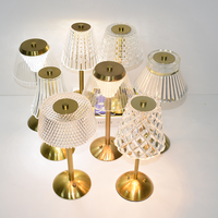 Décoration d'intérieur, lampe de nuit sans fil de luxe, rechargeable par USB, contrôle tactile 3 couleurs, gradation, lampe de table en cristal de diamant doré pour mariage