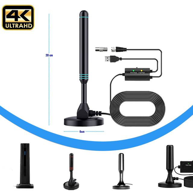 4K 1080P Support Indoor Outdoor Magnetic HDTV Antenna with Amplifier Long Range Digital TV Antenna for Local Free Channels