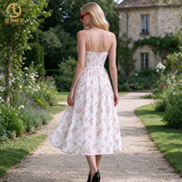 Robe midi florale blanche personnalisable pour femme, style bohème, à fines bretelles et taille haute, idéale pour l'été