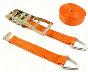 Sangles d'arrimage à cliquet 50 mm 9 m 5T 100 g/m, ceinture tressée à pois 10,5 mm avec crochet en S, polyester robuste traité thermiquement pour l'arrimage de cargaison - Product Image 1