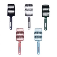 Brosse à cheveux démêlante à poils de sanglier, à poignée texturée antidérapante, courbée pour le contour du cuir chevelu, ventilée, pour un séchage rapide et un style salon