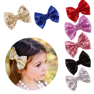 Boutique para niña pequeña, accesorios para el cabello de fiesta para niña pequeña, lentejuelas parpadeantes, pinzas para el pelo, lazo dorado, pinza para el pelo de lentejuelas - Product Image 1