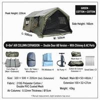 Tente de camping gonflable quatre saisons OEM/ODM 8+8m² en toile de coton TC, montage rapide, imperméable, protection UV, résistante au vent