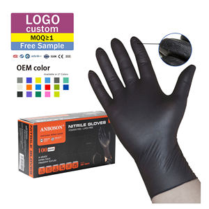 Guantes de nitrilo de 4mil, negros, tamaño XL, impermeables, anticortes, antideslizantes, pantalla táctil, antiestáticos para seguridad alimentaria, tatuaje, antivibración - Product Image 1