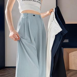 Pantalones <span class=keywords><strong>de</strong></span> mujer a cuadros <span class=keywords><strong>de</strong></span> poliéster vintage <span class=keywords><strong>de</strong></span> cintura alta, holgados, <span class=keywords><strong>de</strong></span> pierna ancha, largos hasta el suelo, estilo casual, nueva colección <span class=keywords><strong>de</strong></span> verano 2026 (Foto real) - Product Image 1