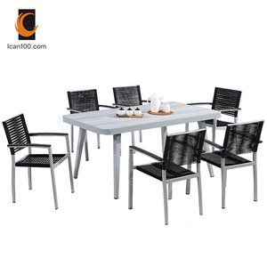Corda da esterno in <span class=keywords><strong>vimini</strong></span> 6 sedie e tavolo set di mobili da giardino per esterni soggiorno cortile per il tempo libero balcone Villa mobili in <span class=keywords><strong>vimini</strong></span> - Product Image 2