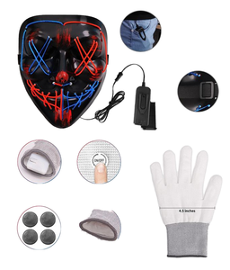 <span class=keywords><strong>Masque</strong></span> effrayant en polyester néon EL Wire pour cosplay, fête costumée, <span class=keywords><strong>carnaval</strong></span>, Halloween, avec LED PVC noir sanglant et lumineux - Product Image 3