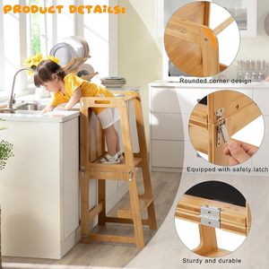 <span class=keywords><strong>Torre</strong></span> de Actividades 4 en 1 para Niños Pequeños de 1 a 6 Años, Taburete de Aprendizaje para Cocina con Pizarra, Mesa y Silla - Product Image 5