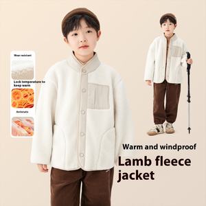 Automne hiver enfants vêtements garçons <span class=keywords><strong>Sherpa</strong></span> <span class=keywords><strong>veste</strong></span> polaire doublé coton épaissi chaud hiver enfants vestes - Product Image 5