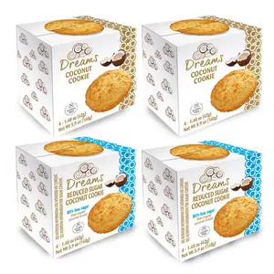 2 Dreams Cookie à la noix de coco 2 Dreams Biscuit à la noix de coco à teneur réduite en sucre-4 boîtes de 4 unités chacune