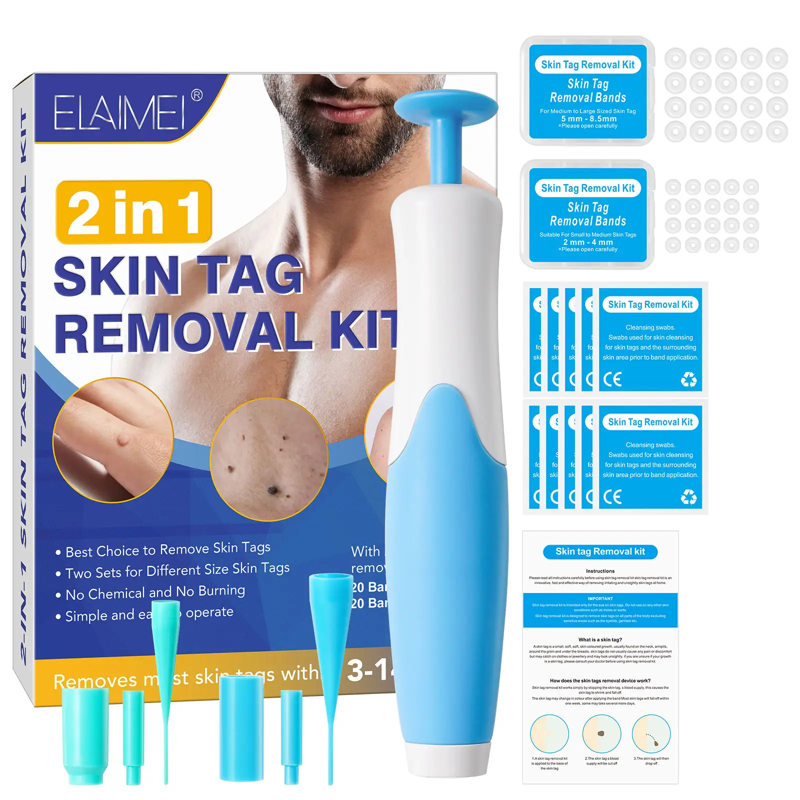 ELAIMEI Auto Kutil Kulit: Removal Kit Aman untuk Kecil Ke Besar Perbaikan Mikro Halus Alat Perawatan 2-8Mm Kulit Tag Remover Pen