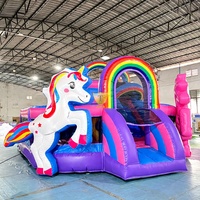 Château gonflable durable en forme de licorne avec thème personnalisé et logo OEM, prix de gros direct usine