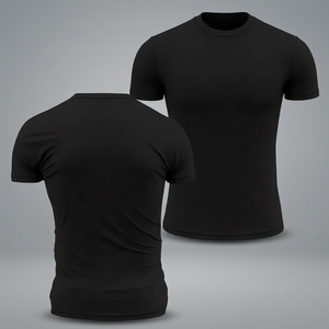Top Quality Streetwear Men's Black Slim Fit Short Sleeve O-Neck T-Shirt Solid Color Casual Jersey Cotton Top - Product Image 4