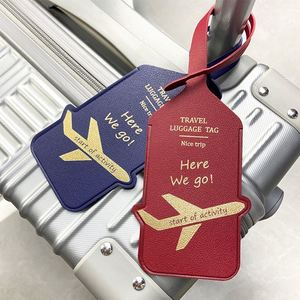 Custom Logo PU Leather Luggage Tag with Long Integrated <b>Strap</b> Airplane Gold Stamping Travel <b>Suitcase</b> Bag ID Name Tags - Product Image 2