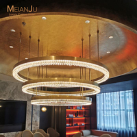Lustre moderne de luxe à 3 niveaux en cristal, anneau doré, LED dimmable, suspension en acier inoxydable, garantie 3 ans, haute luminosité
