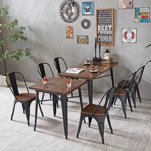 Bán buôn nhà máy bền công nghiệp <span class=keywords><strong>Stackable</strong></span> kim loại cổ điển gỗ Bảng Top nhà hàng ăn uống tolixes ghế bảng - Product Image 4
