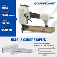 Agrafeuse pneumatique rapide WOODPECKER 21K440S 18 GA 1/4'' pour tapisserie, agrafes de 25-40 mm, tir continu, usage intensif, 150 agrafes
