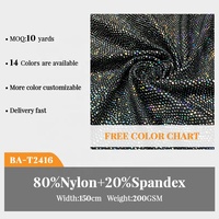 Tissu de haute qualité en polyamide et élasthanne extensible à paillettes et à motifs à carreaux métalliques pour maillots de bain, justaucorps de gymnastique, bikinis