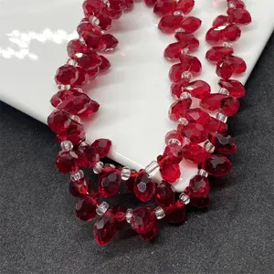 JC水晶玻璃珠散装新设计5 * 7毫米红珠玻璃玻璃珠珠宝制作批发