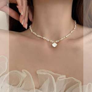 Collier en perles d'eau douce Zhuji Zhizhen Ins Wind, exquis, un seul collier avec un blanc de niche, effet clair de lune, pour femmes - Product Image 2