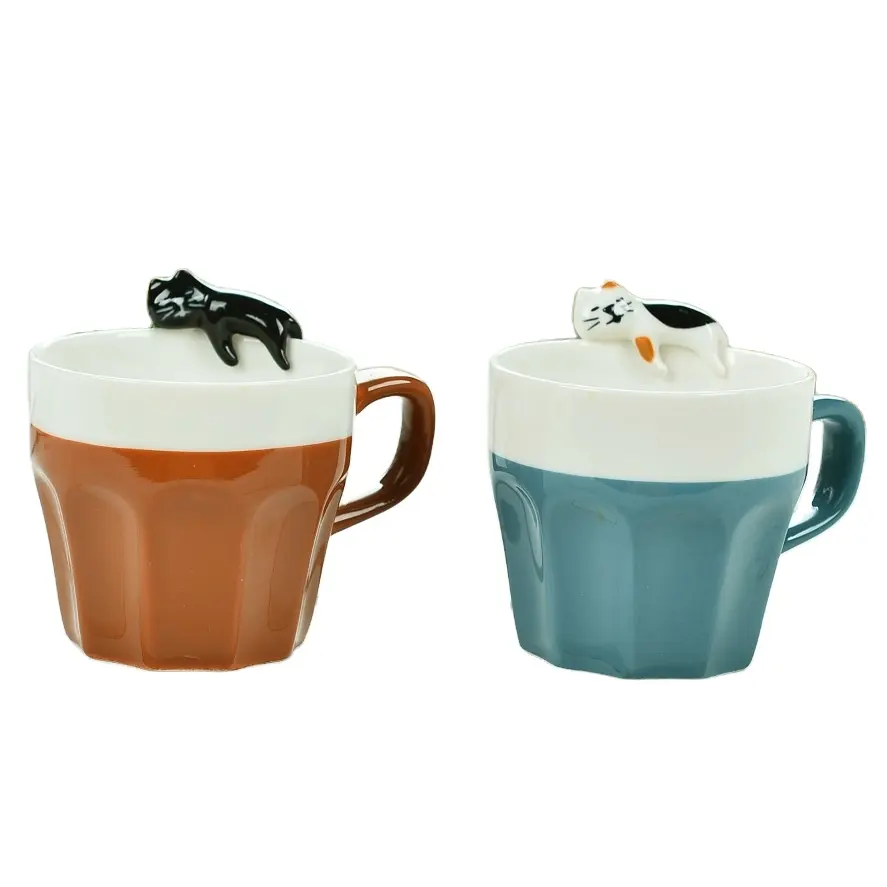 New Lười Biếng Đen Trắng Mèo Cà Phê Gốm Tea Cup Mugs