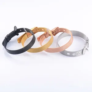 21cm Adjustable Stainless Steel Narrow Mesh Watch Strap Bracelet for Women <b>Men</b> Watch Chain Belt <b>Bangle</b> Watchband Metal Jewelry - Product Image 3