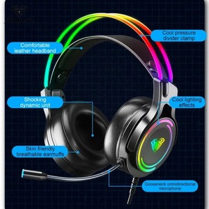 AULA S506 RGB <strong>Gaming</strong> <strong>Headset</strong> with HD Flexible Mic Wired Heavy Bass Noise Cancellation Headphones for DJ <strong>Use</strong> <strong>Gaming</strong> Accessories - Product Image 6