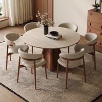Table à manger pliante télescopique en bois massif avec plateau en ardoise, style vintage/Wabi-Sabi/médiéval, pour petit appartement