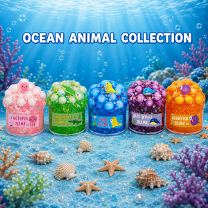 <span class=keywords><strong>Slime</strong></span> Crujiente Pre-elaborado <span class=keywords><strong>con</strong></span> Bolas de Espuma y Dijes de Animales Marinos, Juguete Sensorial Suave y Elástico para Aliviar el Estrés - Product Image 4