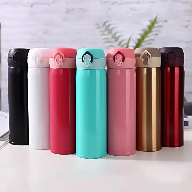 Custom Logo Double Wall Stainless Steel Travel Vacuum Thermo Water Bottle With Flip Top bounce cup