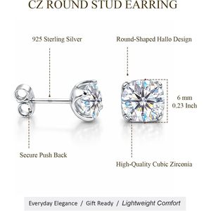 LeCalla Boucles d'oreilles en argent sterling 925 avec zircone cubique pour femme, plaquées rhodium, à porter au quotidien - Product Image 3