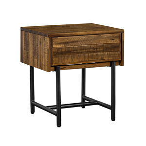 Cusco Rustic Acacia Single Drawer Nightstand Wood And Metal Frame Bedroom <b>Storage</b> - Product Image 2