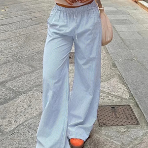 Pantalones largos <span class=keywords><strong>de</strong></span> estilo <span class=keywords><strong>de</strong></span> vacaciones minimalista europeo y americano para <span class=keywords><strong>mujer</strong></span> Bonitos monos <span class=keywords><strong>de</strong></span> pasos con diseño con cinturón - Product Image 1