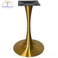 Pied de table en acier inoxydable brossé doré au design moderne, style tulipe, pour restaurant