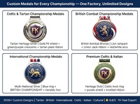 Médaille personnalisée en alliage de zinc bicolore argent et or, gravée au laser, durable, avec logo FK Shield, pour le championnat de combat Federkombat.