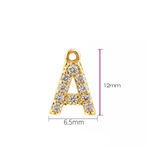 Breloques en cuivre avec lettres de l'alphabet A-Z, breloques en zircon, breloques en lettres initiales plaquées or, breloques tendance pour bébé, cadeau pour enfants - Product Image 2