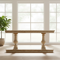 Console haut de gamme en bois massif de style antique français avec pieds balustre, table de couloir vieillie pour villa et salon
