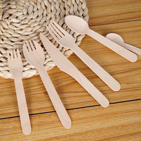 Ensemble de couverts jetables en bois pour desserts et glaces, emballés individuellement, respectueux de l'environnement, beige