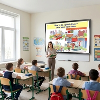 Papan Tulis Pintar Edukatif 75" Layar Sentuh Monitor Smart TV Tampilan 4K untuk Sekolah dan Kantor