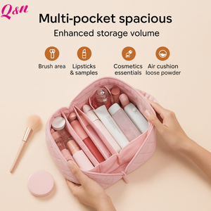 Bolsa de Maquillaje de Viaje Ecológica, Duradera y de Gran Capacidad para Mujer, con Cierre de Cremallera, Asa Suave y Compartimentos (Verde) - Product Image 5