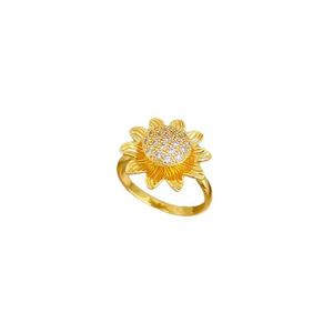 Copper Anillo De Ansiedad Full Zircon Sparkling Sun Flower Finger <b>Ring</b> Women Anti <b>Stress</b> Rotating Flower Open Vintage <b>Ring</b> - Product Image 6
