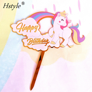 Carino Stampa Unicorno Buon Compleanno Acrilico Cake Topper <span class=keywords><strong>per</strong></span> I Bambini Festa di Compleanno Celebrazione Della Torta Della Decorazione di PQ290 - Product Image 2